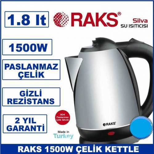 18/10 Paslanmaz Çelik Ketıl,304 Kalite RAKS Silva Kettle Gizli Resistans 2 yıl Garantili Su Isıtıcı