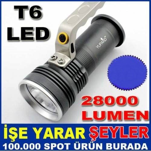 T6 Yüksek Lumen Gücü Şarjlı+Pilli Alüminyum Metal Gövde Profesyonel Avcılık Kamp El Feneri Projektör