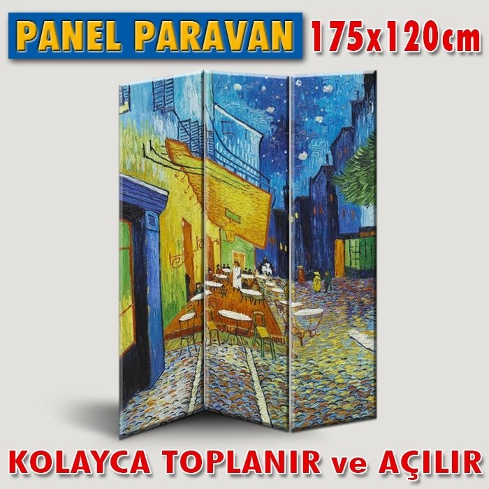 GÖRSELLİ KATLANIR PANEL BÖLME SİSTEMİ - VAN GOGH - GECE KAHVESİ