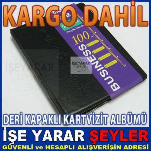100 ADETLİK KARTVİZİT ALBÜMÜ DERİ KAPAKLI K.D.