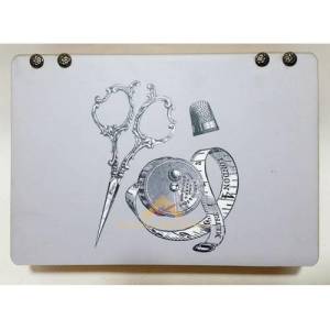 Tablo Desen Kapak 4 Bölme Dikiş Nakış İğne İplik Organize Şık Ahşap Saklama Kutusu