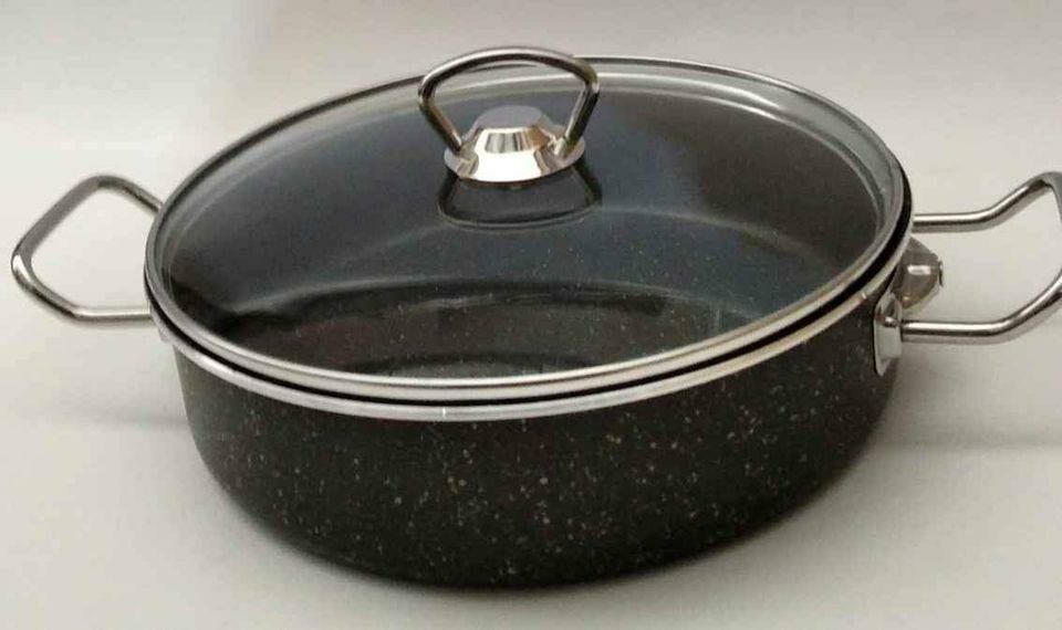 LİLA Granit Kaplama Karnıyarık Tenceresi 24 Cm Cam Kapaklı Çelik Kulplu