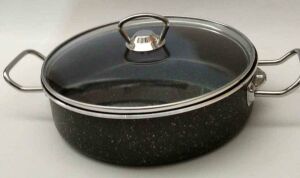 LİLA Granit Kaplama Karnıyarık Tenceresi 24 Cm Cam Kapaklı Çelik Kulplu