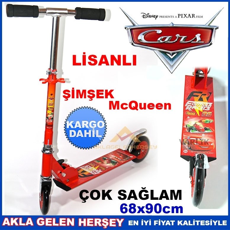 LİSANSLI ARABALAR ŞİMŞEK McQueen 2 TEKERLEKLİ ALÜMİNYUM SCOOTER K