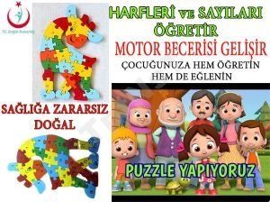 Sayılı harfli Ahşap puzzle zürafa 26 parça eğitici geliştirici çocuk sağlığına zararsız oyun puzzle