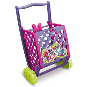 Orijinal Disney Ürünü Minnie Tekerlekli Katlanır Market Pazar Alışveriş Arabası +10 Adet Yapay Meyve