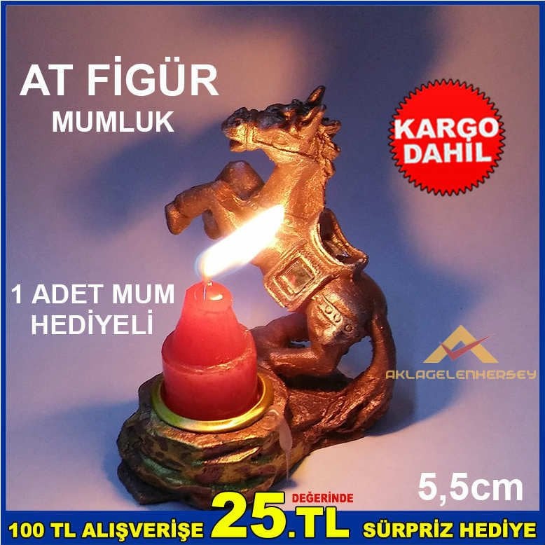 1 ADET MUM HEDİYELİ AT FİGÜRLÜ MUMLUK KD