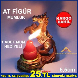 1 ADET MUM HEDİYELİ AT FİGÜRLÜ MUMLUK KD