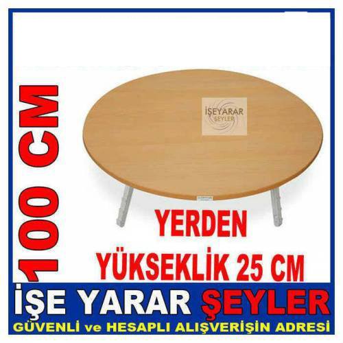 Katlanan Sağlam Ayaklı 100cm Yuvarlak Yer Sofrası KATLANABİLİR METAL AYAKLI AHŞAP YER SOFRASI 100cm