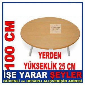 Katlanan Sağlam Ayaklı 100cm Yuvarlak Yer Sofrası KATLANABİLİR METAL AYAKLI AHŞAP YER SOFRASI 100cm