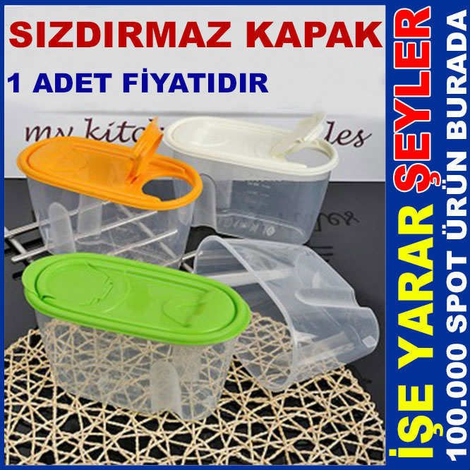 SAFİR 1LT GÜVENLİ KAPAKLI ERZAK SAKLAMA KABI