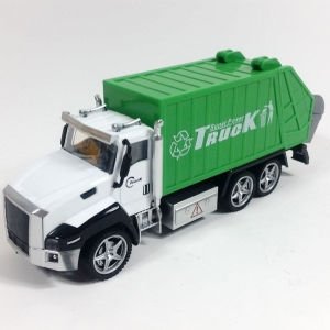 DieCast Metal Kasa Hareketli Arka Kapaklı ve Konteynırlı Çek Bırak Oyuncak Çöp Kamyonu