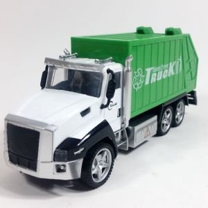 DieCast Metal Kasa Hareketli Arka Kapaklı ve Konteynırlı Çek Bırak Oyuncak Çöp Kamyonu