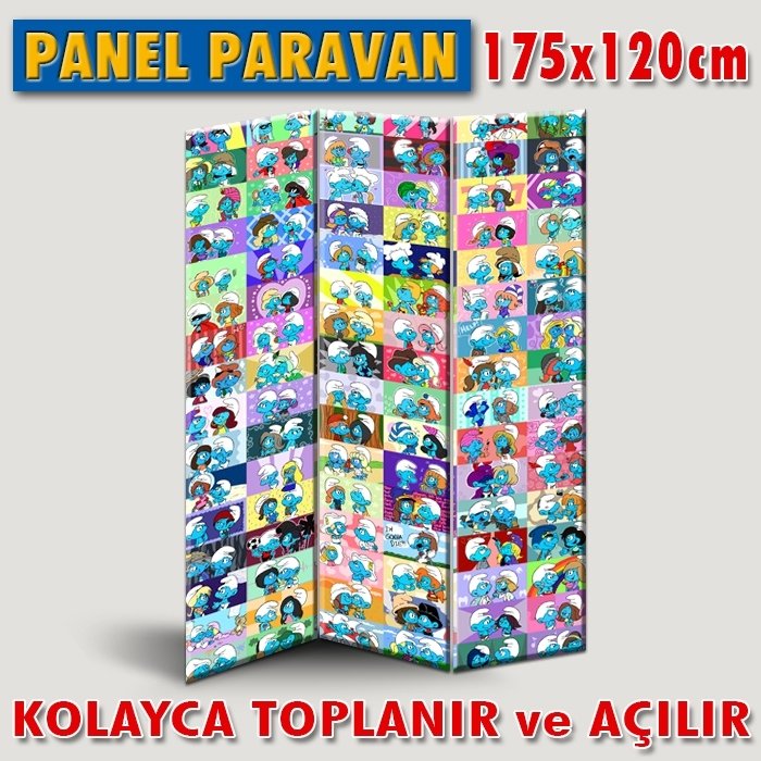 GÖRSELLİ KATLANIR PANEL BÖLME SİSTEMİ - SMURFS - ŞİRİNLER