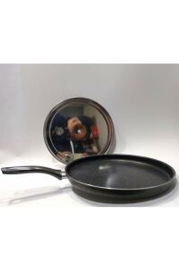 3 Kat Granit Kaplı Çelik Kapaklı 29cm Büyük Boy Krep Gözleme Balık Tavası Yanmaz Yapışmaz çizilmez