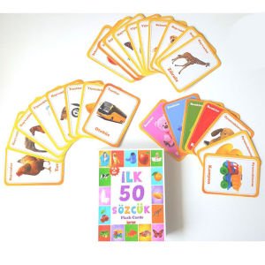 İlk 50 Sözcük Kartları Çocuklar İçin Eğitici ve Zeka Geliştirici Oyun Kartları Flash Cards