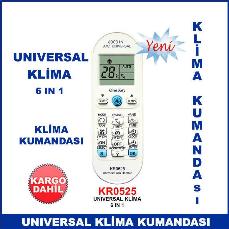 Universal Klima 6 İn 1 Klima Kumandası - KR0525