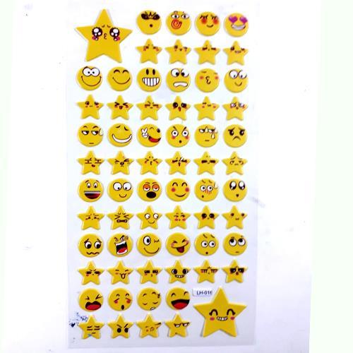 Yıldız Ve Yuvarlak Emojiler Stickerlar Serisi Kabartmalı 66 Adet