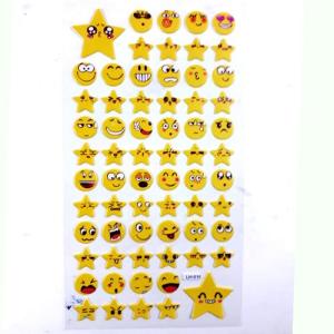 Yıldız Ve Yuvarlak Emojiler Stickerlar Serisi Kabartmalı 66 Adet