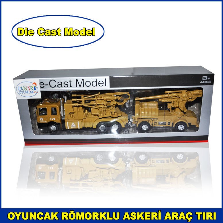 Die Cast Model Metal Römorklu Askeri Oyuncak Tır 1-70 Scael 1. Kalite ve Dayanıklı