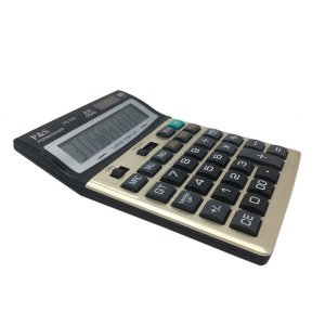 12Haneli Güneş Enerjili+Pilli Büyük Hafızalı Büyük Hesap Makinesi Metal Yüzeyli Permasharp PS-030