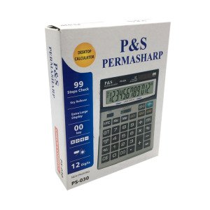 12Haneli Güneş Enerjili+Pilli Büyük Hafızalı Büyük Hesap Makinesi Metal Yüzeyli Permasharp PS-030