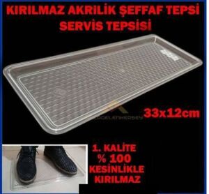 33x12cm Kırılmaz Şeffaf Akrilik Servis Tepsisi
