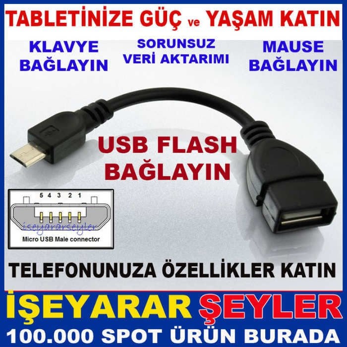 OTG KABLO SAMSUNG GALAXY S2 S3 NOTE MICRO USB