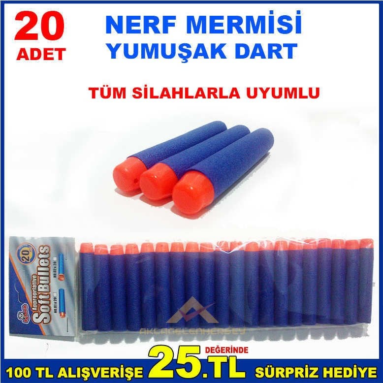 20 ADET TÜM NERF TABANCALAR İÇİN DART MERMİ