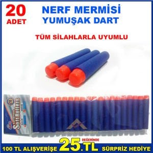 20 ADET TÜM NERF TABANCALAR İÇİN DART MERMİ