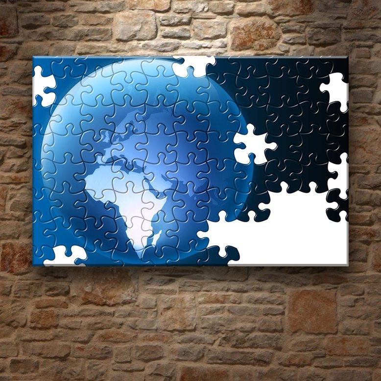 DÜNYA-PUZZLE 7 değişen ölçü ORİJİNAL KANVAS TABLO