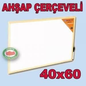 Duvara monte ahşap çerçeveli yazı tahtası BEYAZ YAZI TAHTASI 40x