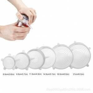 Gıda Koruma Sistemi 6lı Set Şeffaf Silikon Streç Kapak Tencere Tabak Bardak Bonesi %100 Taze Kalır