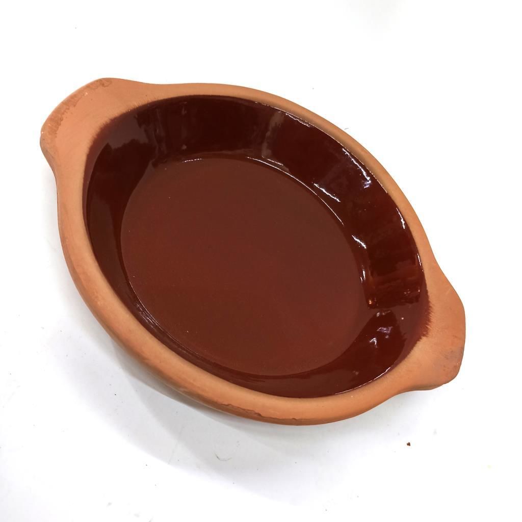 Prrofesyonel Yuvarlak Natural Çömlekçi Toprak Yumurta Sahanı 23 x 3 cm