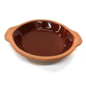 Prrofesyonel Yuvarlak Natural Çömlekçi Toprak Yumurta Sahanı 23 x 3 cm