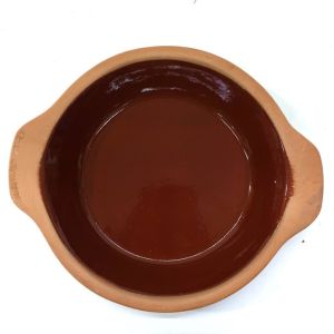 Prrofesyonel Yuvarlak Natural Çömlekçi Toprak Yumurta Sahanı 23 x 3 cm