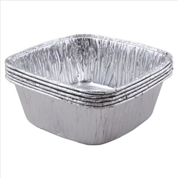 100 adet Alüminyum Sütlaç Kasesi,11x11x4.3cm Standart Aşüre Kabı 1 Porsiyon 280g Kare Alüminyum Kase