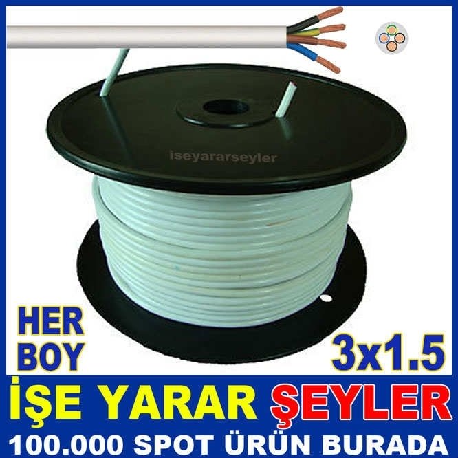 HER BOYDA GARANTİLİ 3x1.5 TTR ELEKTRİK KABLOSU
