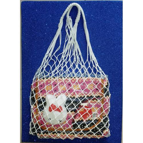 Büyük boy ip örgü alışveriş çantası,sağlam pazar filesi, jumbo boy çok amaçlı örme file plaj çantası