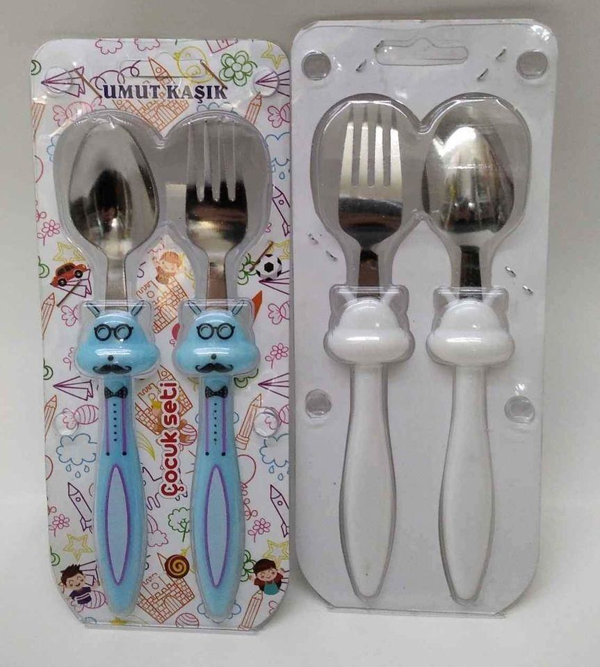 Umut Kaşık Çocuk Yemek Çatal Ve Kaşık Set Hayvan Figürlü Paslanmaz Çelik 2 Adet B-4