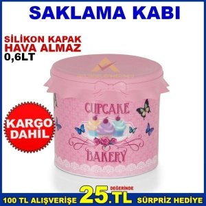 ÇOK AMAÇLI HAVA ALMAZ KAP SİLİKON KAPAKLI 0,6 LİTRE SAKLAMA KABI
