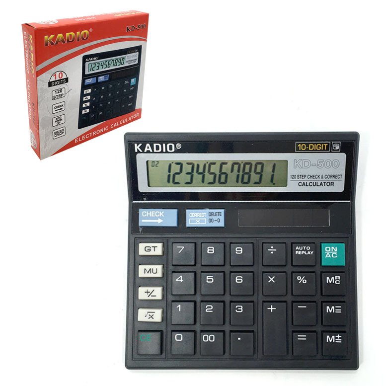 120 İşlem Kontrolü 10 Haneli Hafızalı Hesap Makinesi Kadio KD-500