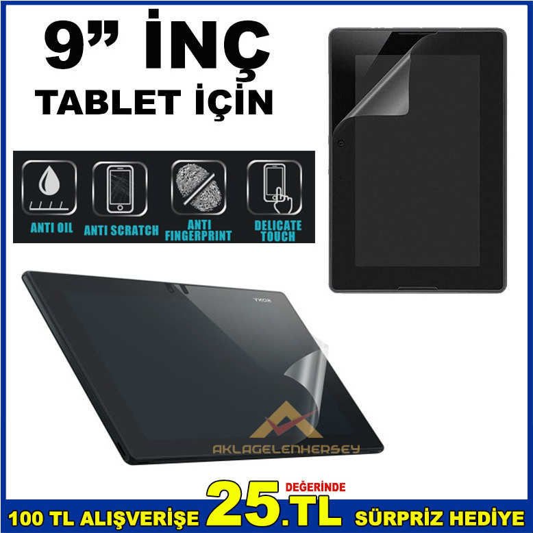 9 İNÇ TABLETLER İÇİN PARMAK İZİ YAPMAYAN KALİTELİ EKRAN KORUYUCU JELATİN FİLM