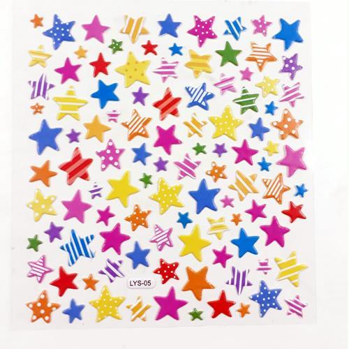 Boy Boy Renkli Yıldızlar  Serisi Kabartmalı Yapışan Stickerlar Süper Kalite