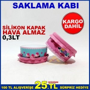 ÇOK AMAÇLI HAVA ALMAZ KAP SİLİKON KAPAKLI 0,3 LİTRE SAKLAMA KABI