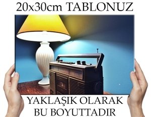 VINTAGE RADYO ABAJUR 6 değişen ölçü ORİJİNAL KANVAS TABLO