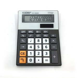 12 Haneli Büyük Klavye Tuşlu Kalem Pilli Hesap Makinesi Kadio KD-3860B