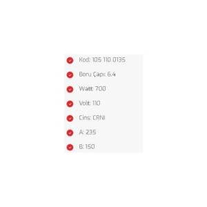 700W Tost Makinesi Rezistansı 110V 235x150mm Yerli Üretim Sağlam 