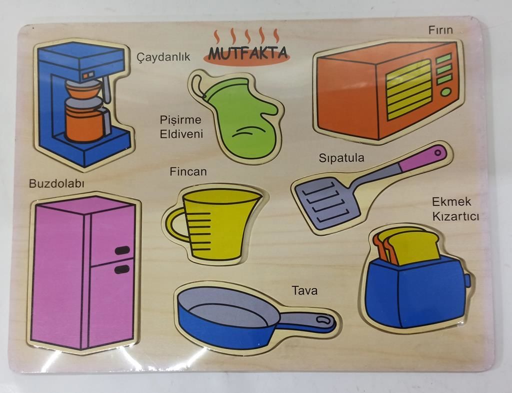 Eğitici Mutfak Gereçleri Ahşap Tutmalı Oyuncak Bultak 22x30 cm
