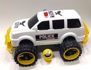 Sallanan Kafa Emoji Hediye 46cm Dev Tekerli Jumbo Polis Aracı 4x4 Jeep Süper Gösterişli Oyuncak